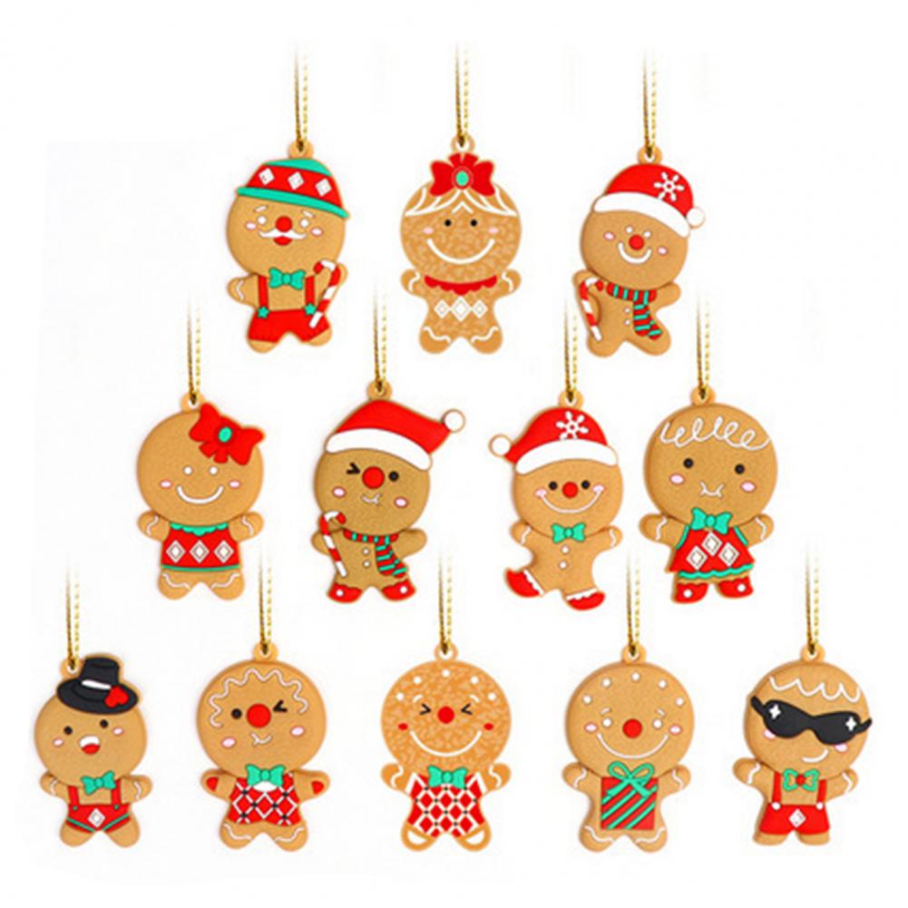 Small Gingerbread Man Pendant Cute Christmas Tree Decorations Gingerbread Man Christmas Ornaments Set Santa for Xmas for Holiday