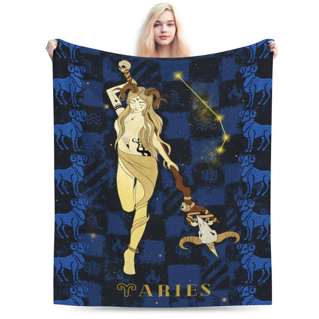 Twelve zodiac signs digital-printed polyester Bedroom velvet flannel soft sofa cover blanket Fleece soft cover blankets for beds
