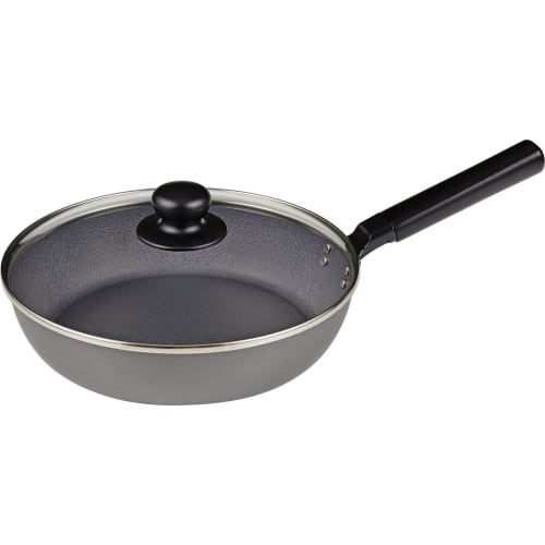 Wahei Freiz Select Tools Nitrided Iron Frying Pan, 26cm, IH Compatible, with Glass Lid, DA-28