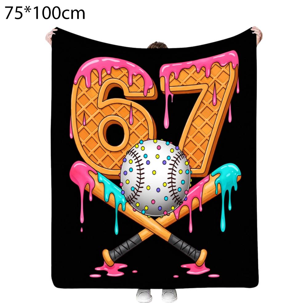 Baseball 67 Waffle Flannel Blanket Colorful Drip Pattern Decorative Throw Plush Blankets Bedding Couch Chair Soft Warm Gifts