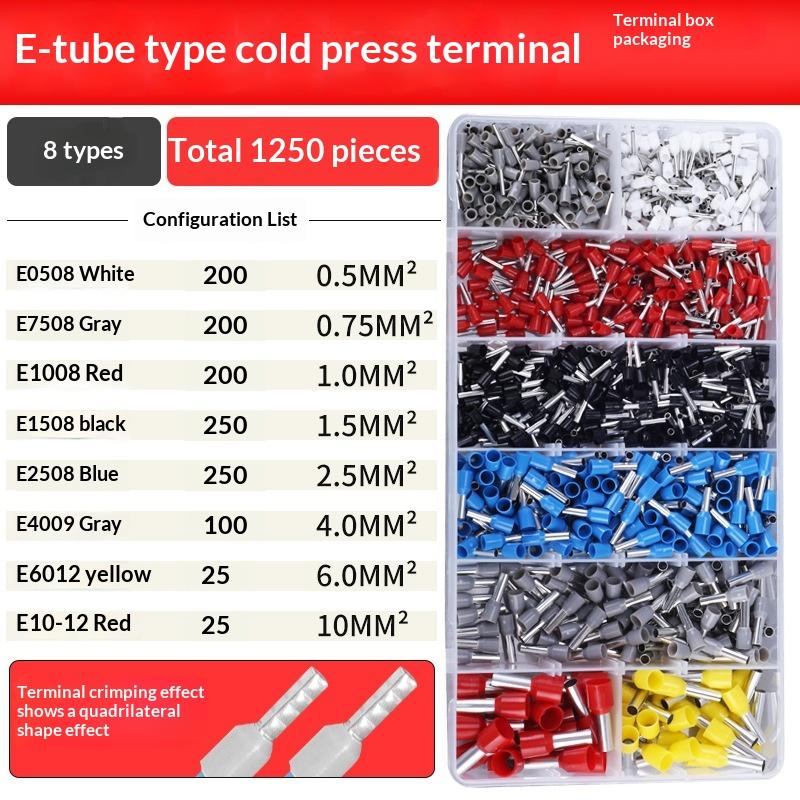 450/700/1250 Stück Isolierte Aderendhülse Elektrischer Crimpzange Rohrklemmenblock Verbinder Drahtklemmen-Set
