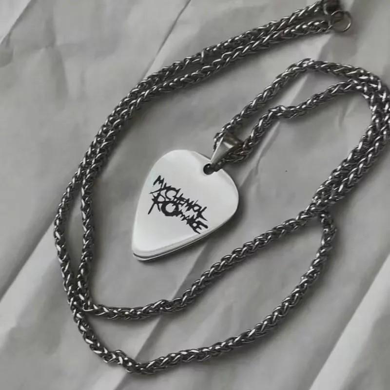 Rock Band My Chemical Romance Necklaces Cosplay MCR Stainless Steel Guitar Pick Pendant Necklace Cos Accessories Christmas Gifts 6