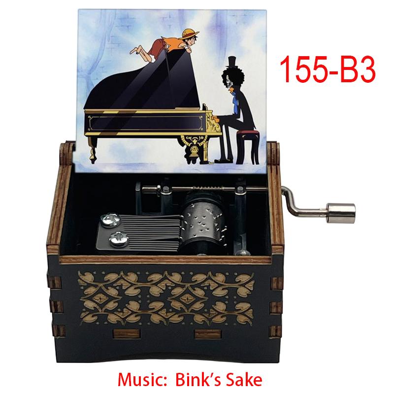 Vintage Anime Bink's Sake Music Box Hand Crank Wooden Musical Gift for Friends Family Festival Party Home Office Decoration