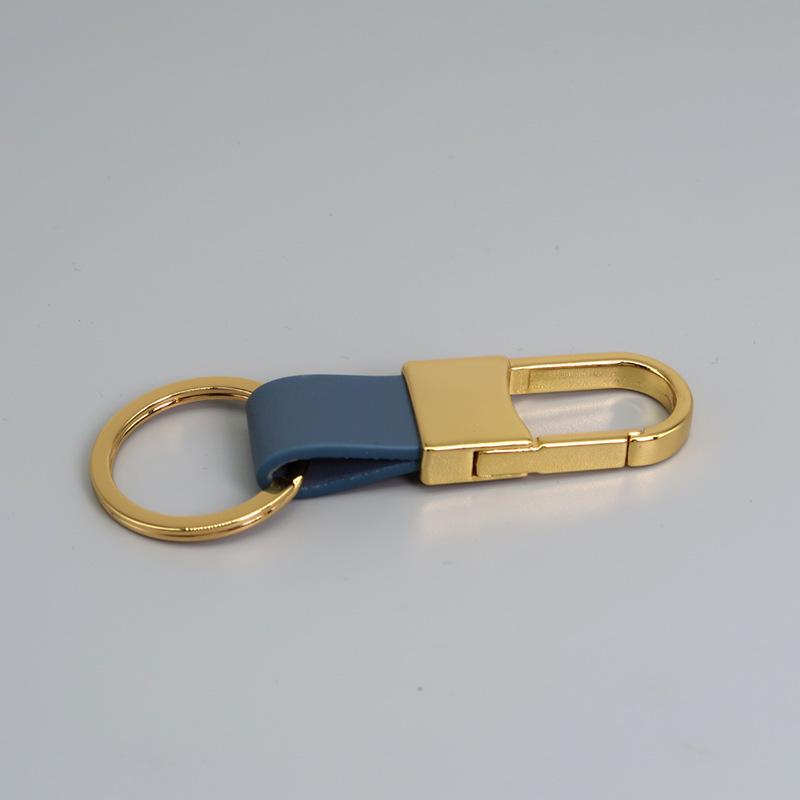 Metal and Genuine Leather Car Keychain with Customizable Laser-Engraved Logo