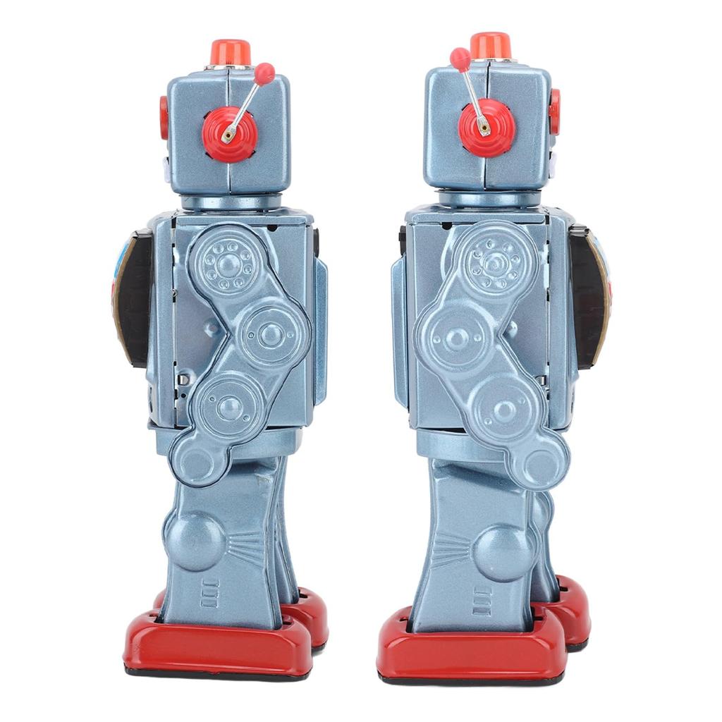 Rotating Robot Tin Toy, Interesting Electric Nostalgic Metal Tin Robot Toy for Kids and Adults (Blue)