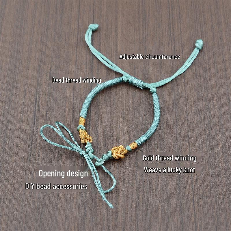 Handmade Woven Bracelet with Ping'an Buckle and Lucky Beads - Unisex DIY Semi-finished Bracelet Rope