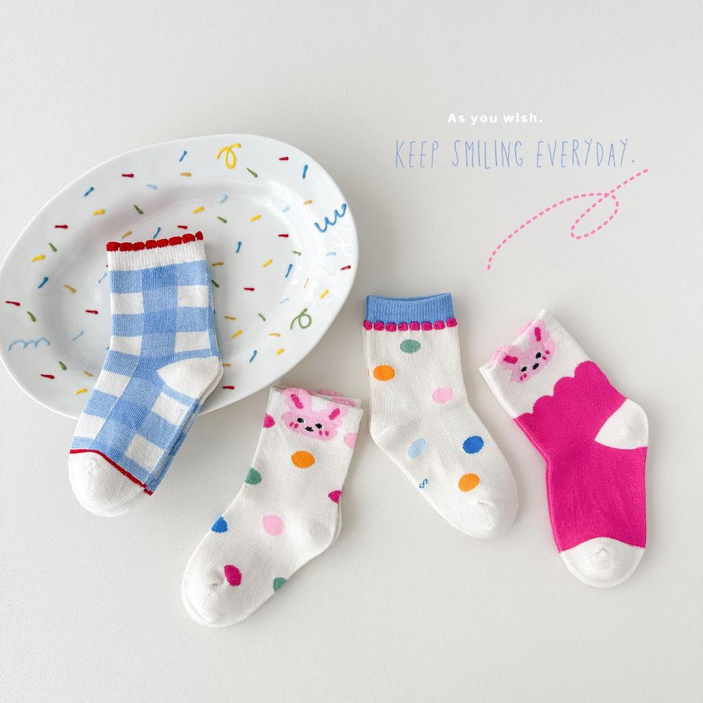 Дитячі осінні шкарпетки до середини гомілки з мультяшними горошками - Універсальний корейський стиль для хлопчиків та дівчаток