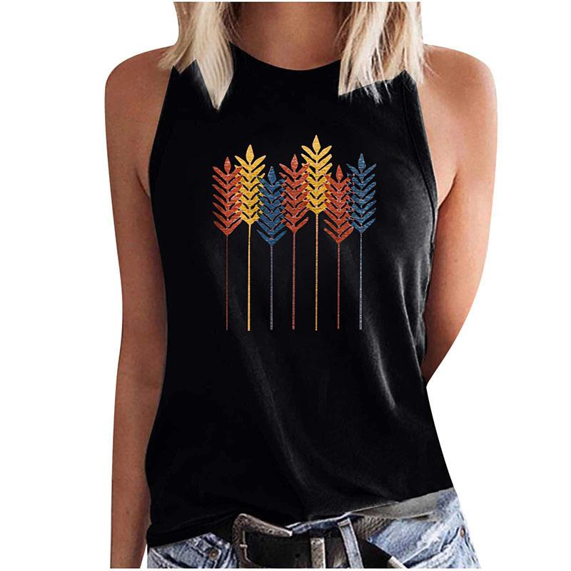 Women's Dragonfly and Dandelion Printed Sleeveless T-shirt, Y2K Street Clothing, Off Shoulder Tank Top, Sexy Sleeveless Girl's T-shirt