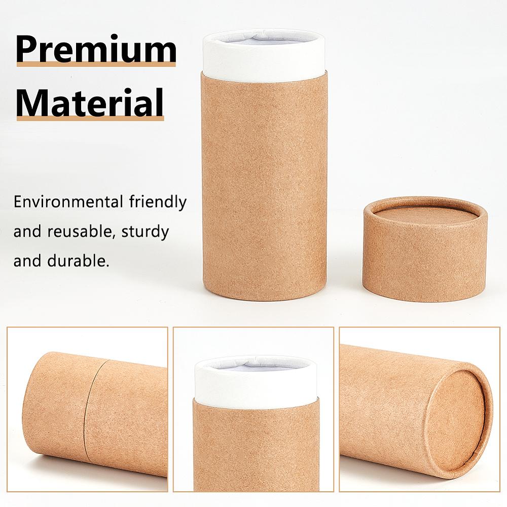 10pcs Cardboard Gift Package Boxes Column Light Khaki 136x57.5mm Inner Diameter: 49mm