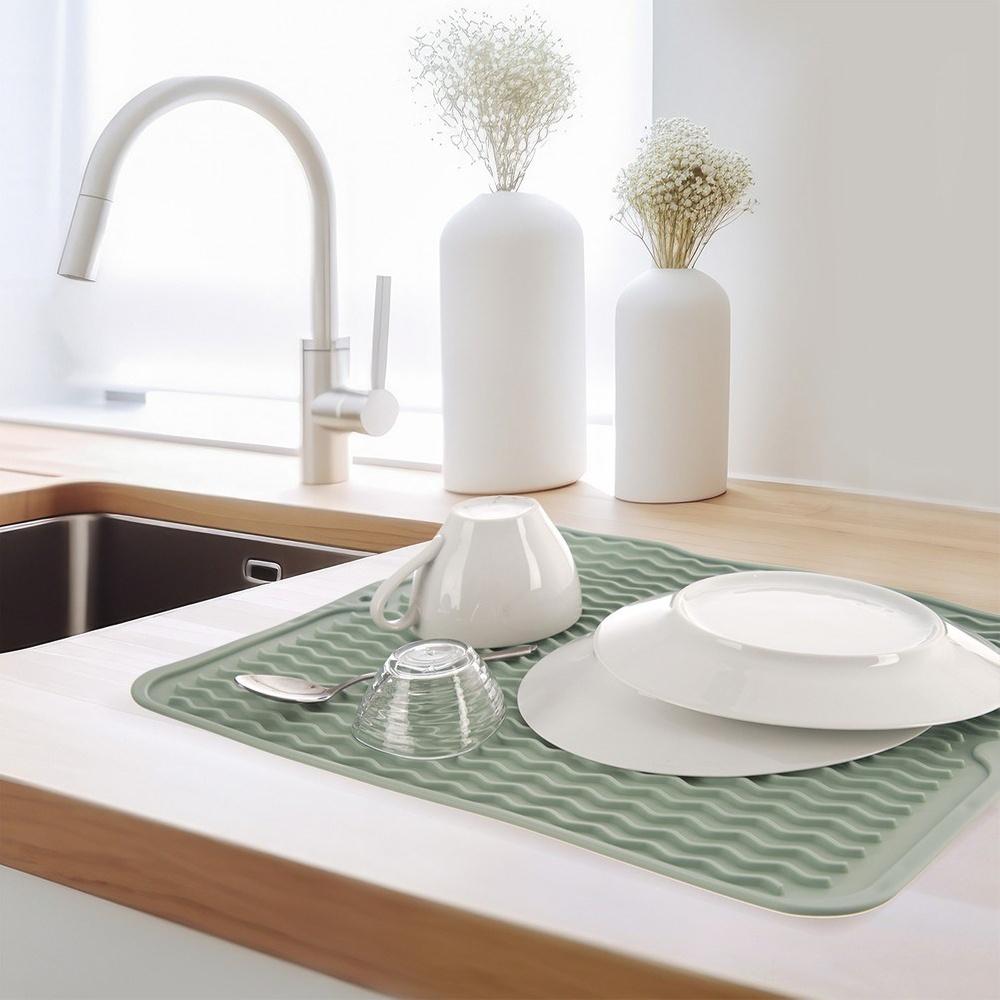 Dish Drying Mat Kitchen Rack Drainer Pots and Cups