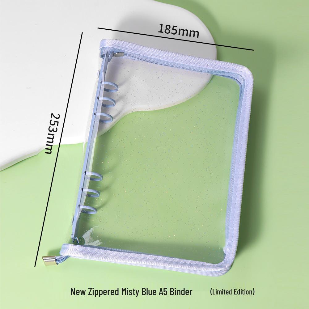 A5 Transparent PVC Ring Binder Notebook Planner, 6-Hole Photo Album with Removable Cover (A6 Compatible)
