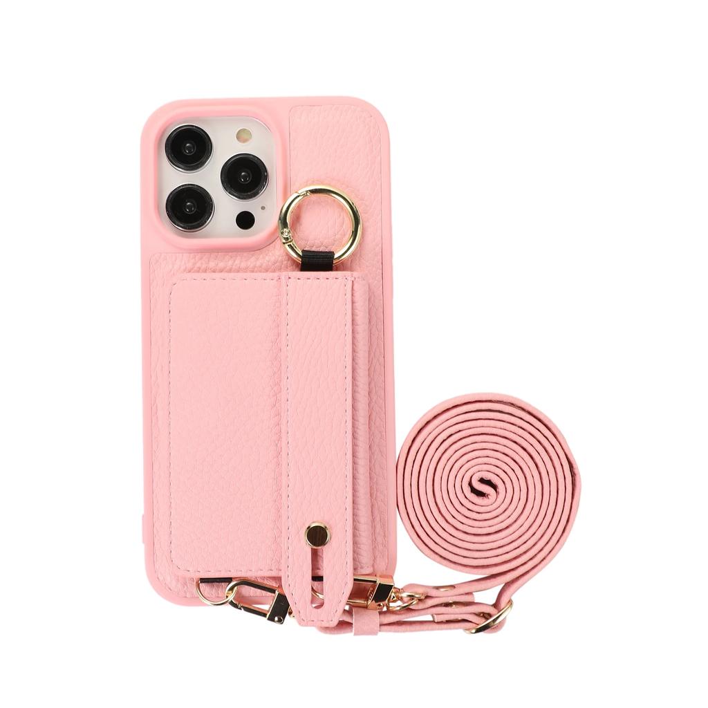 Crossbody Lanyard Phone Case for IPhone 15 14 Plus 13 12 11 Pro Max Card Holder Wallet Leather Cover with Wrist Shoulder Strap