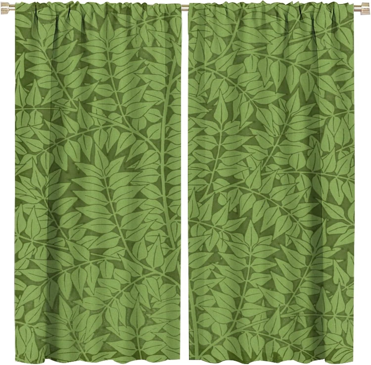

Богемные Ретро Шторы William Morris Цветочные Лиственные Зеленый Фон Для Гостиной Спальни Светоблокирующие Полиэстер Идеальные W100*H70(CM)-Grommet top&1PCS