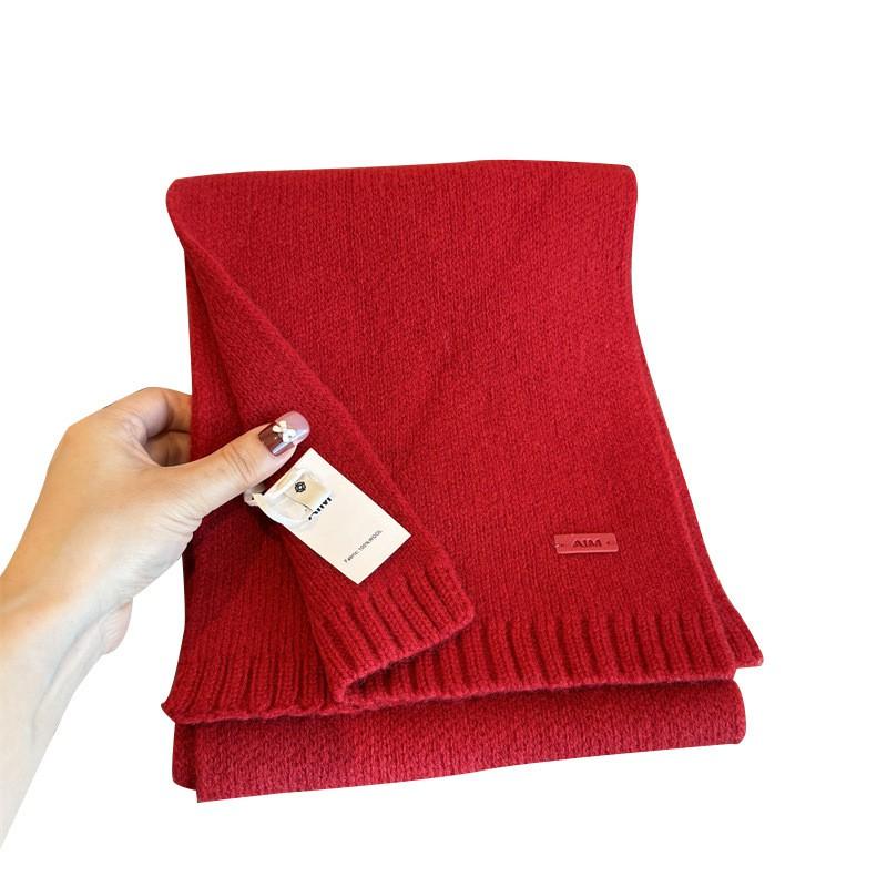 100% Wool Knitted Scarf Women Winter Warm Lightweight Wrap Accessory In Burgundy