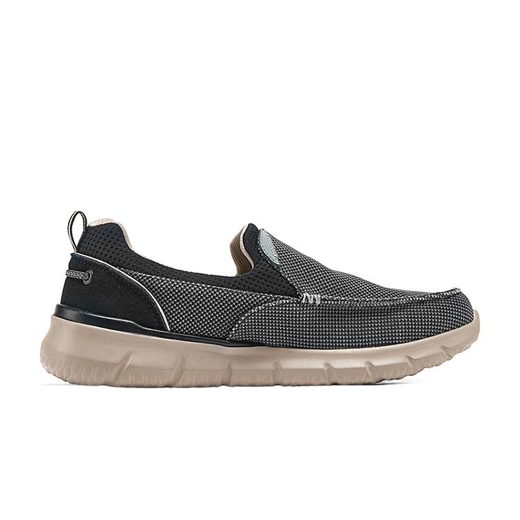 Skechers Del Retto Mesh Canvas Fabric Tucano Versatile Fashion Splicing Low-Top Casual Shoes Men sneaker Black 210465-BLK