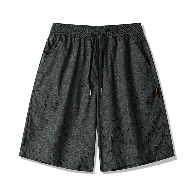 Summer Thin Ice Silk Quick Drying Casual Shorts for Men, Fashionable Loose Straight Tube Versatile Sports Five Quarter Pants