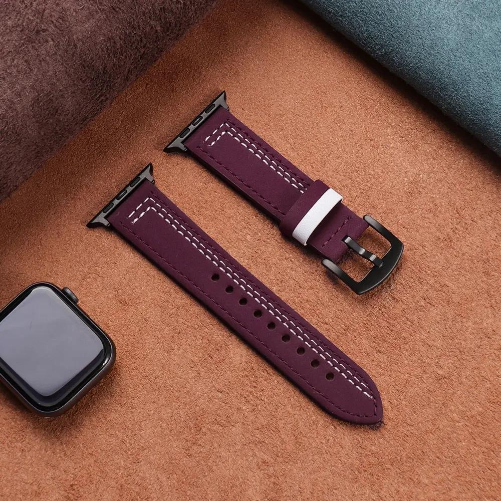 Genuine Leather loop strap For Apple watch Ultra 2 band 44mm 45mm 49mm 40mm 38/42mm 41mm bracelet iWatch series 9 8 7 3 4 5 6 se