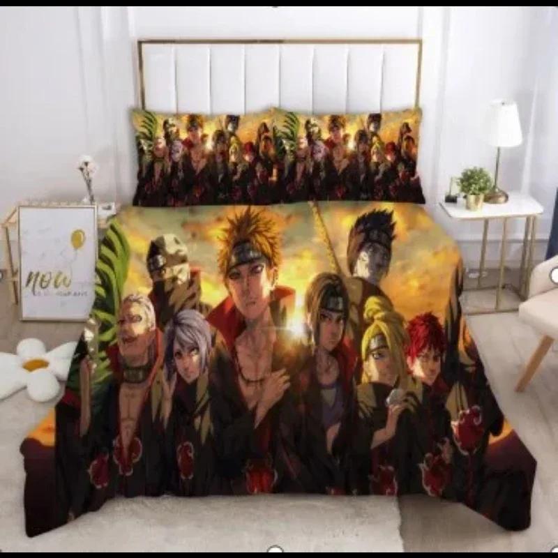 Anime Naruto Bedding Set Double Duvet Cover Comforter Akatsuki Itachi Sasuke Kakashi Sheet Bedspread Birthday Christmas Gift