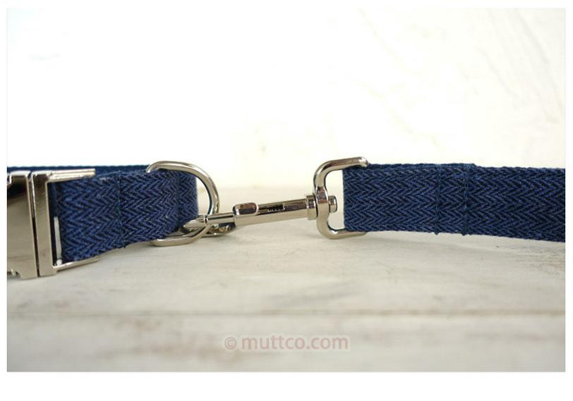 MUTTCO Dog Collar & Leash Set with Deep Blue Bow - UDC-140