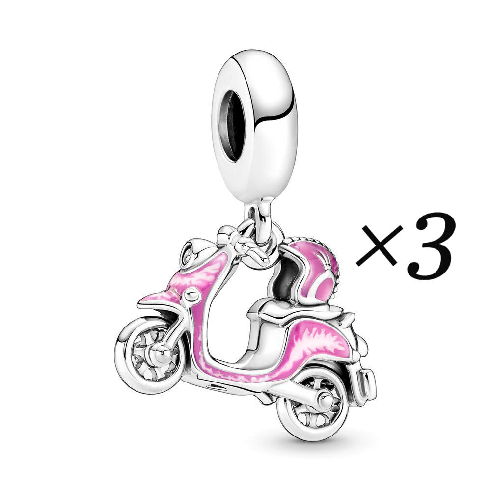 Růžový skútr přívěsek korálek pro DIY výrobu šperků Dámský náramek Přívěsek Kreativní ručně vyráběné doplňky