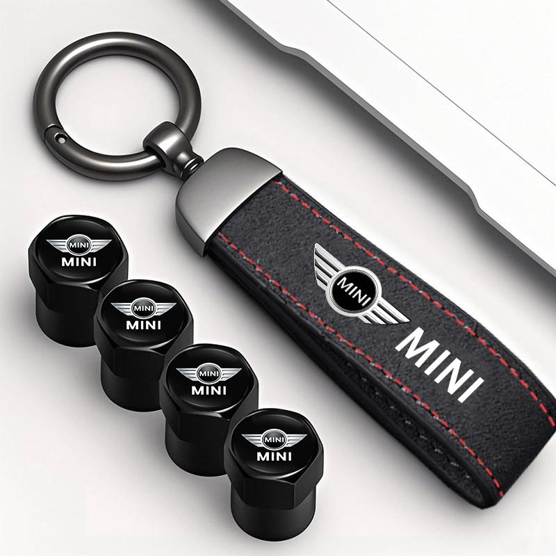 Car Tire Wheel Valve Caps Cover Suede Car Key Chain Ring Keychain For MINI WORKS One Cooper JCW R60 R59 R58 R57 R56 R55 R53 R52+
