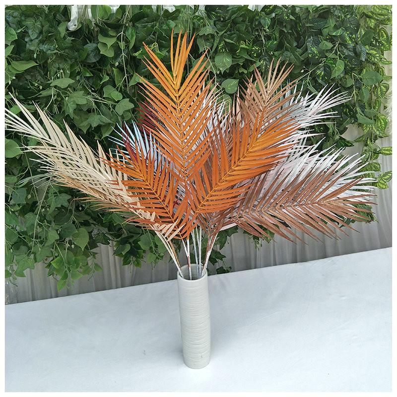 Artificial Plastic Palm Leaves Three Pronged Greenery Wedding Props Photography