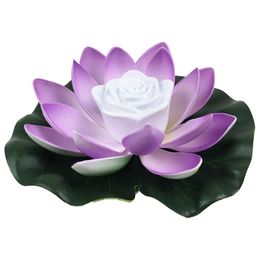 18cm LED Waterproof Floating Wishing Lotus Light Artificial Flower Floating Fake Lotus Plant Water Lily Micro Landscape Decor