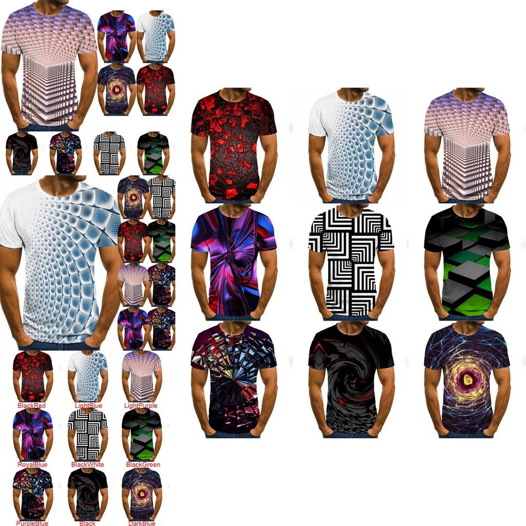 Men 3d Vortex Psychedelic Printed T-shirts Soft Breathable Short Sleeve Tee Tops