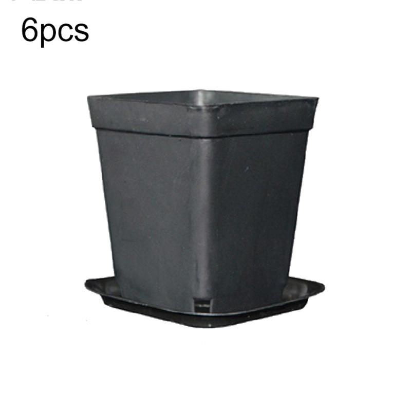 6pcs Plastic Square Flower Pot with Cover 7x7cm Garden Balcony Decoration Office Desktop Flower Pot Plant Growing Container TMZ