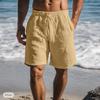 Kordelzug Elastischer Bund Gerades Bein Fünfviertelhose Unifarben Atmungsaktiv Täglich Strand Herrenshorts