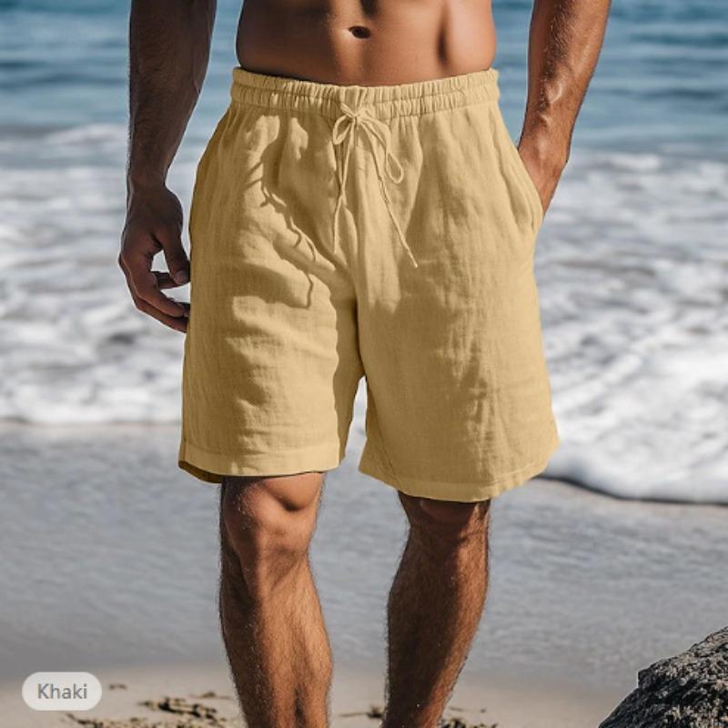 Kordelzug Elastischer Bund Gerades Bein Fünfviertelhose Unifarben Atmungsaktiv Täglich Strand Herrenshorts