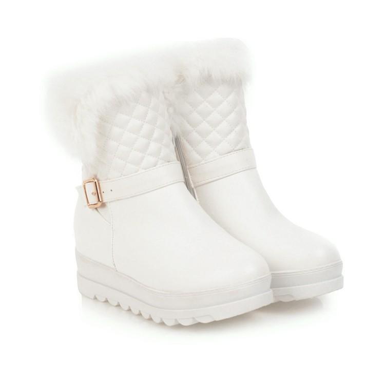 

Winter boots Korean version snow boots short boots low heel cotton boots warm student hairy boots women s boots 34 білий