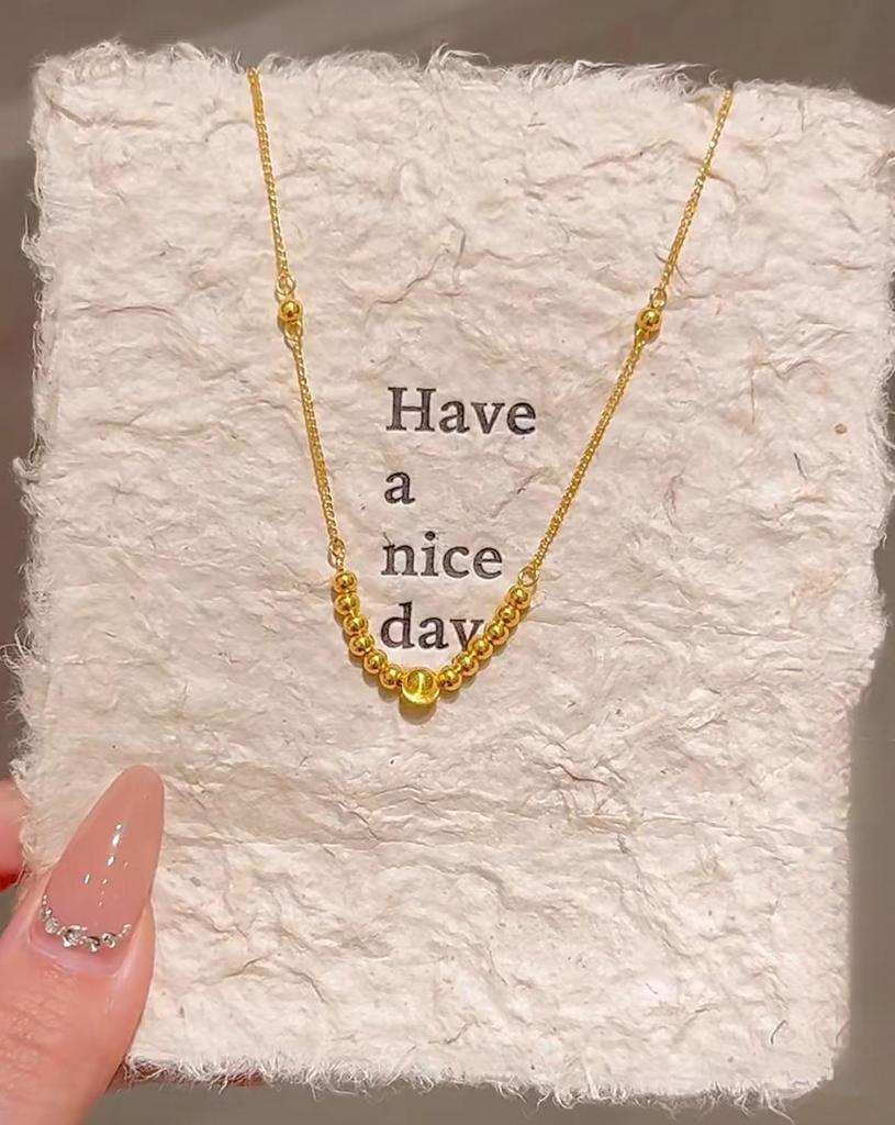 Vietnamesische Sandgold Katzenaugen Perlenkette mit Disco Anhänger - Perfektes Qixi Festival oder Geburtstagsgeschenk für Freundin
