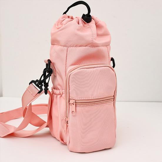 Thermal Water Cup Cover Water Bottle Sling Bag Insulated Cup Holder with Storage Pockets Travel Cup Protector for Hiking Biking