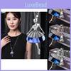 Elegant Women's Ballerina Doll Pendant Necklace With Sparkling Rhinestones For Stylish Outfits