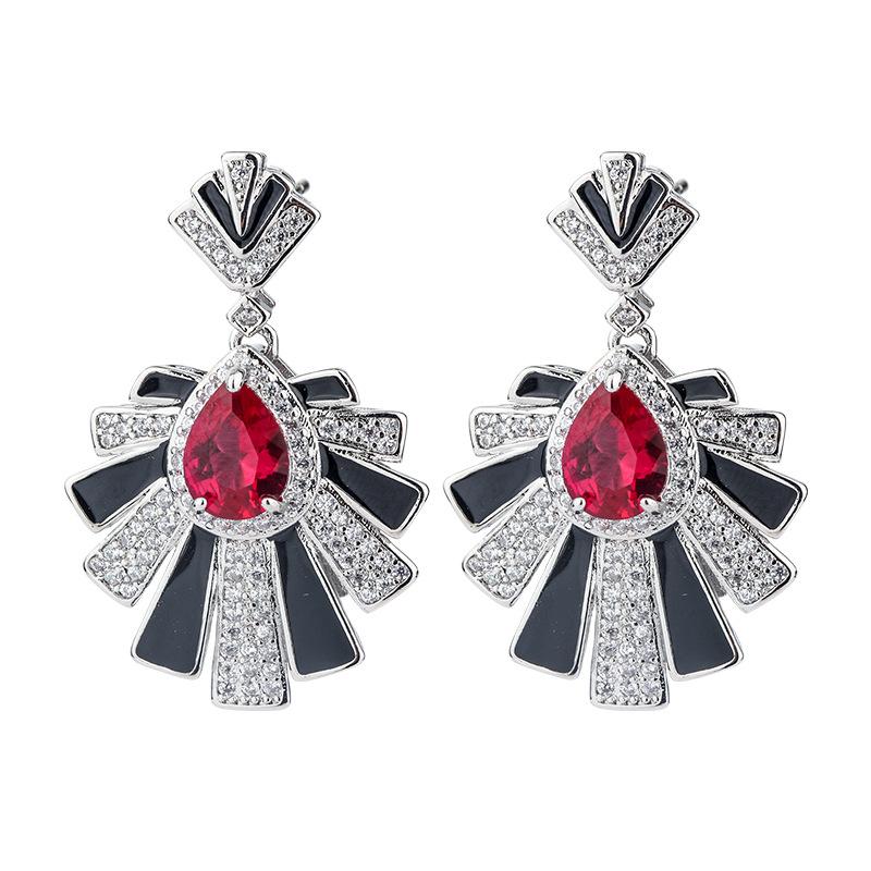 Scallop Green Crystal Earrings Simulation Royal Sapphire Earrings Silver Needle Colored Treasure Zircon Earrings
