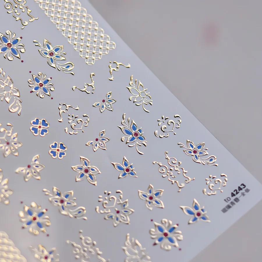 Bohemian Pattern Colorful Love Moon Pearl Crystal Rhinestone 5D Nail Art Sticker Self Adhesive Decoration Manicure Decal