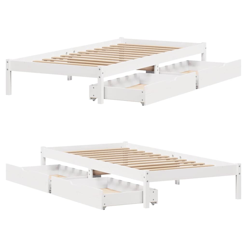 Solid Wood Bed Without Mattress White 90x200 Cm Pine Wood