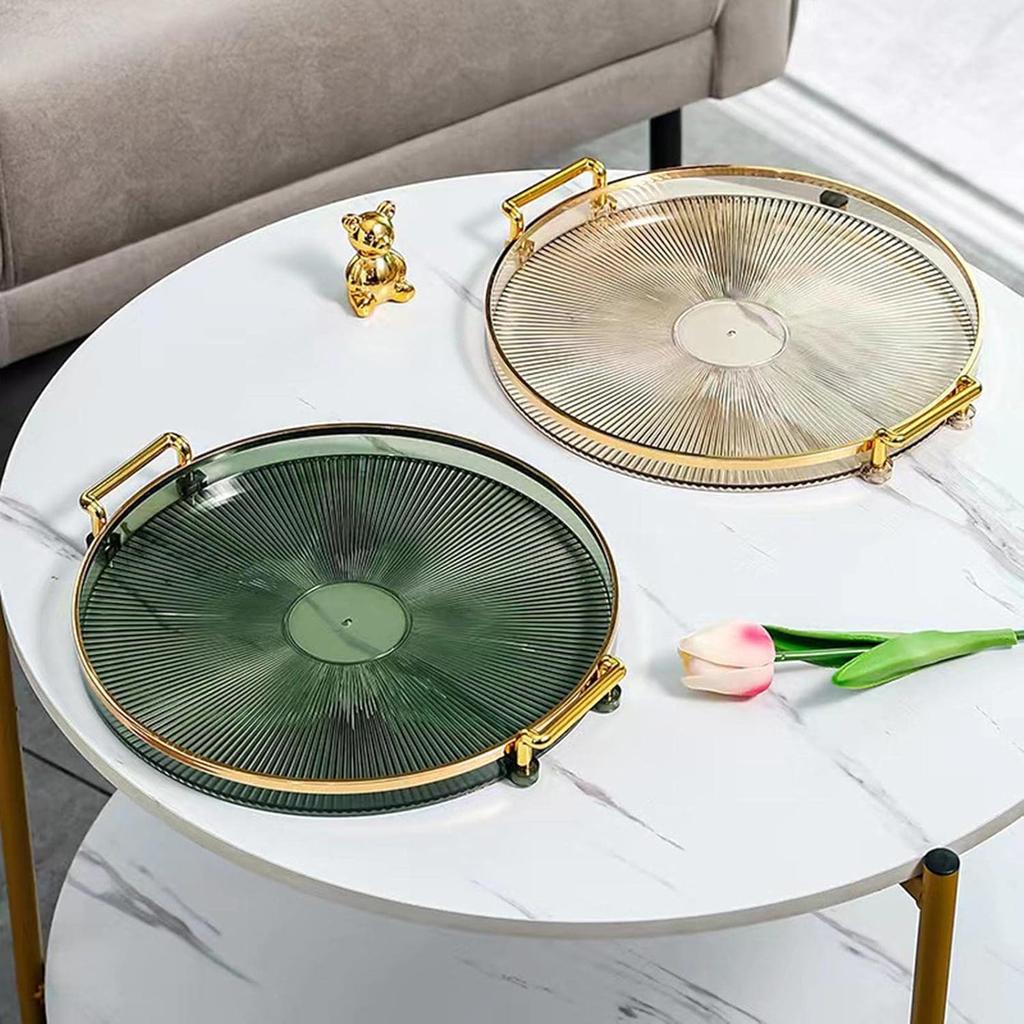 Generic Luxury Serving Tray, with Handles Cosmetic Perfume Makeup Display Multifunction Decorative Decorative Tray, Jewelry Tray for Living Room,