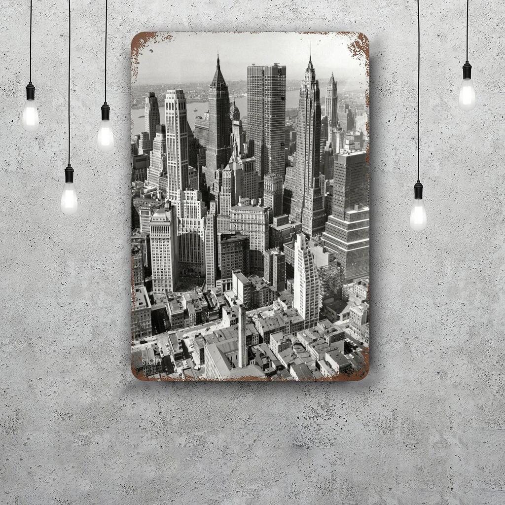 nyc skyline Vintage Metal Tin Signs Posters Decor Retro Metal Plaque Wall Art Decor for Garage Bar