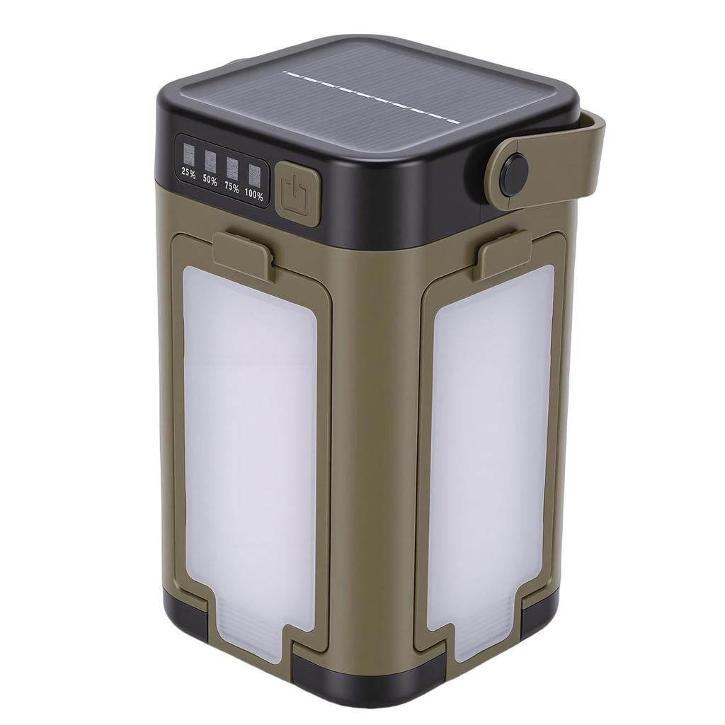 Solar Camping Lantern Rechargeable LED Camping Tent Lamp with 4 Leaf Water Proof Adjustable Brightness for Hiking