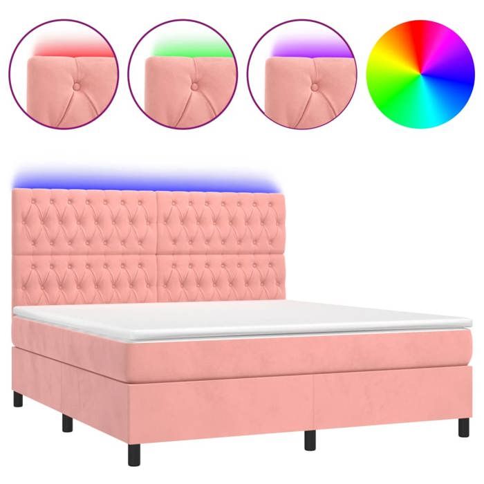 VidaXL Slatted Bed Base with Mattress and LED, Upholstered Bed, Double Bed, Adult Bedroom Interior Bed, 3136316
