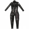 Women PVC 3D Full Bodysuit Latex Elasitc Sexy Tight Faux Leather Oil Shiny Bandage Bodycon Jumpsuit Cosplay Club Wear