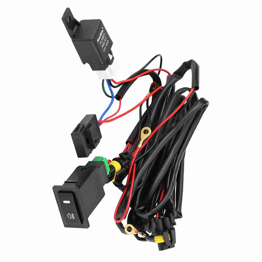 Universal Car LED Fog Light On/Off Switch Kit Relay Wire Harness