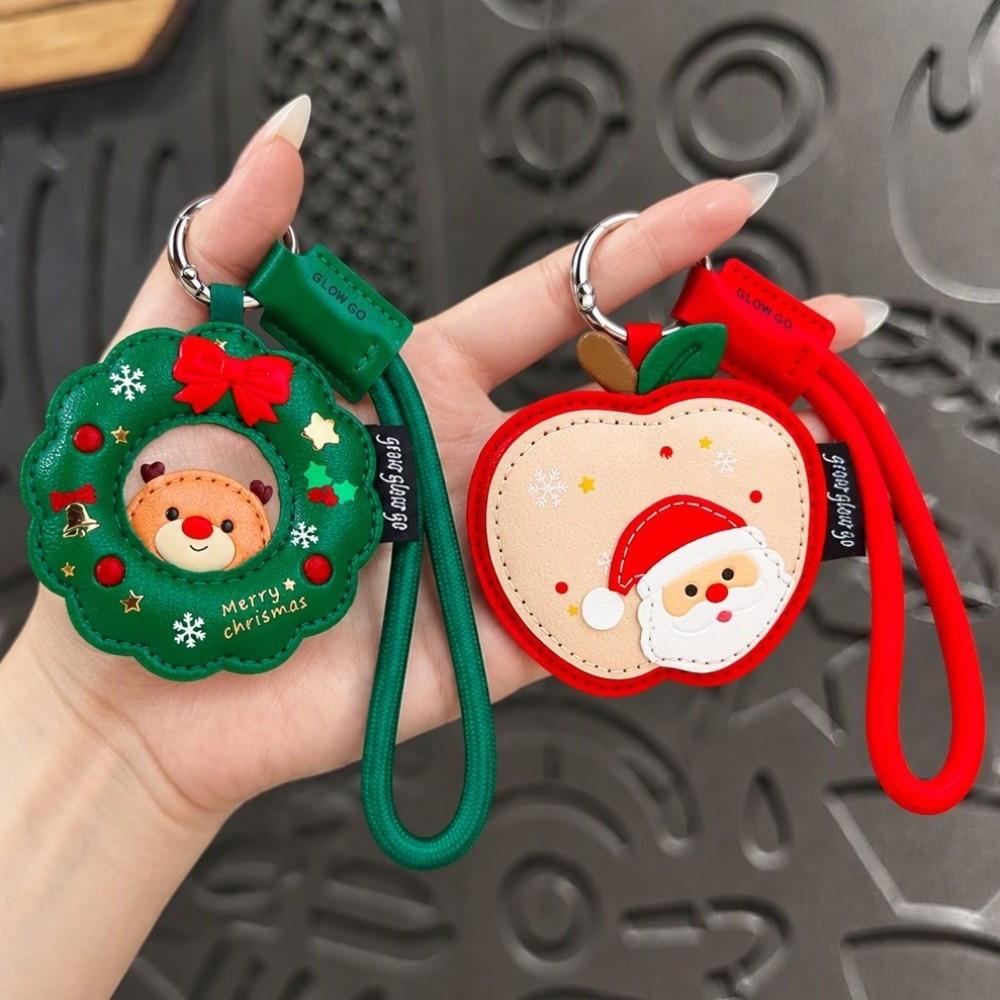 Lightweight Leather Keychain PU Leather Couple Christmas Pendant Couple Holiday Gift