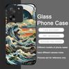Tempered Glass Phone Case for Motorola Moto G85 G84 G75 G55 Edge 50 Fusion 40 Neo 30 Pro Japanese Ancient Structure Waves Cover