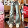 Comfortable Micro Flare Jeans Women Retro Burlap Trailing Trousers Petite High Waisted Skinny Horseshoe Trousers Jeans for Women Long Denim Pants