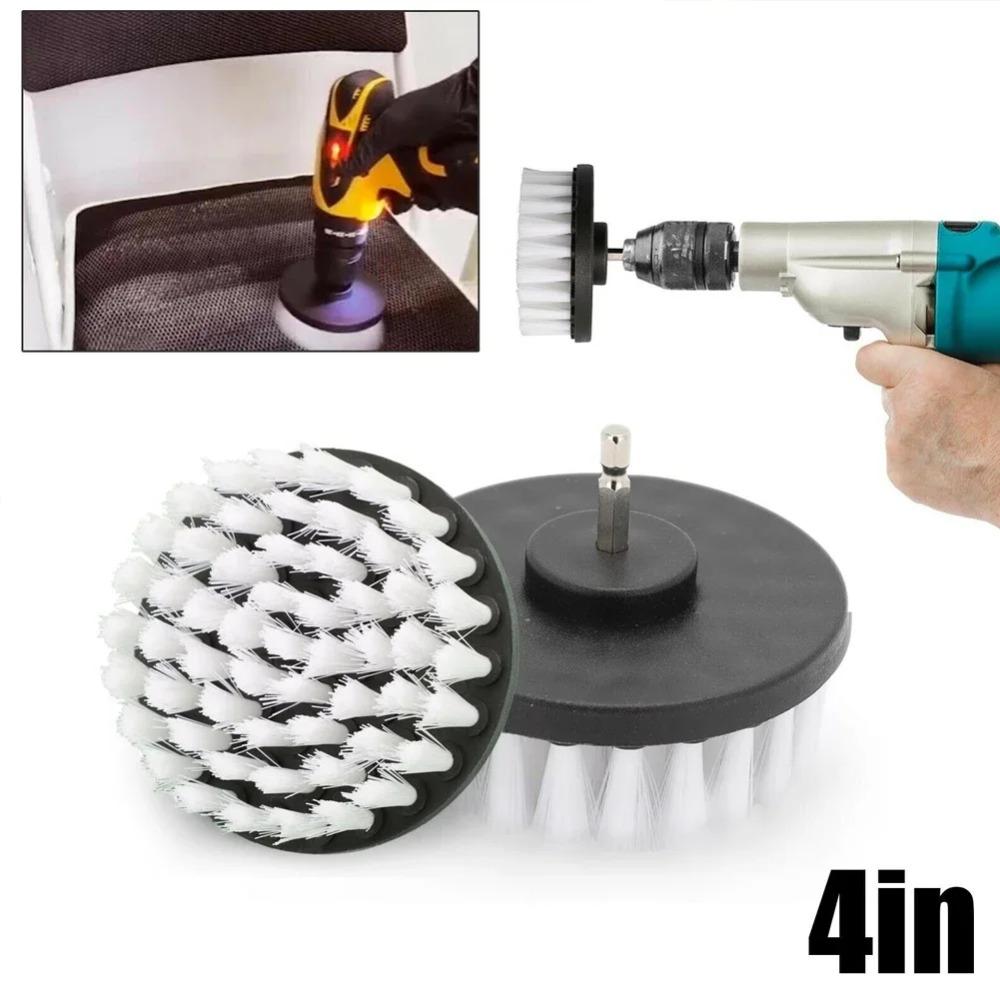 1PC 4-Inch Soft Bristle Drill Brush for Electric Drills - Upholstery Carpet Leather Tires Glass Cleaning Tool