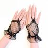 Women Lace Gloves Fingerless Mesh Gloves with Bow Embellishment for Wedding Princess Style Stage Performance Ballet Party Cosplay Bridal Accessories