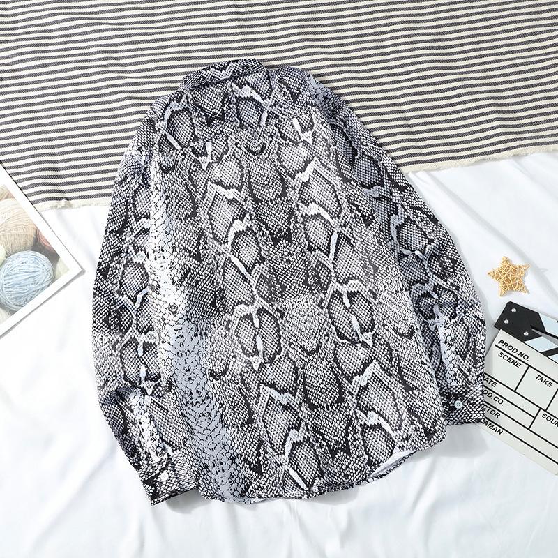 Korean Dark Mourning Snake Pattern Long Sleeve Shirt for Men - Spring/Autumn 2020